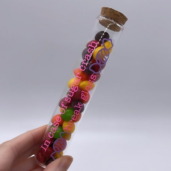 NWT Wool + Pepper Co. IN CASE OF SUGAR CRASH Glass Test Tube Gift - Picture 3 of 5